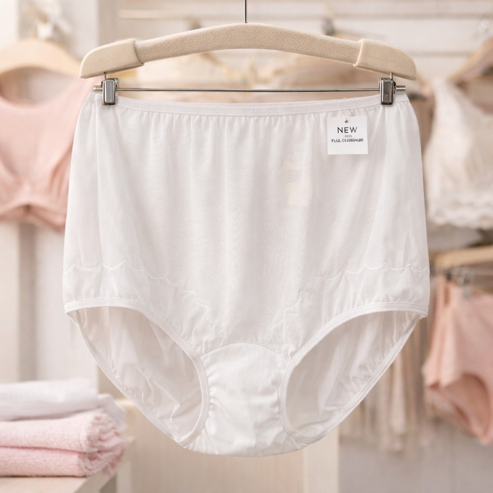 Vtg Dixie‎ Belle High Waist Panties Briefs White Nylon Mushroom Gusset Sz 9 NWT